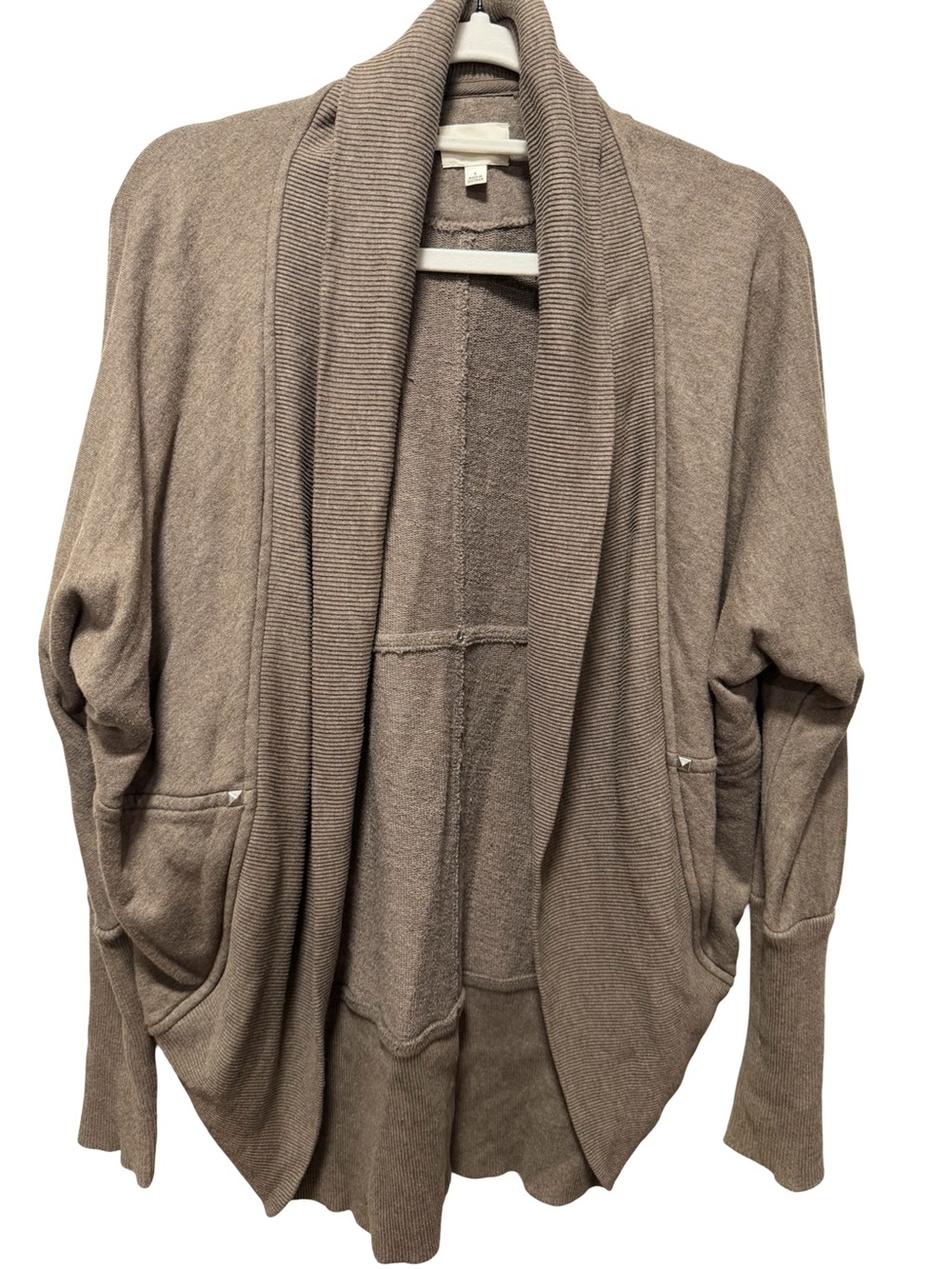Aritzia Wilfred Open-Front Shawl Collar Cardigan Taupe - Size S